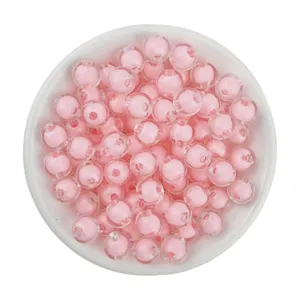 Perles rondes transparentes roses pour accessoires de bijoux faits a la main DIY.