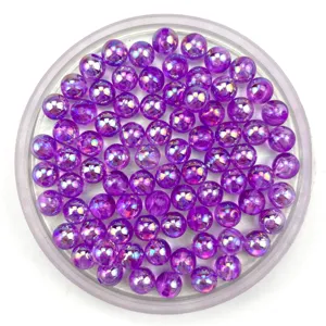 Purple acrylic round beads, AB coated colorful loose beads for DIY jewelry making and crafting.