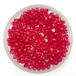 Red faceted bicone crystal acrylic beads for DIY jewelry making crafts and beaded curtains.