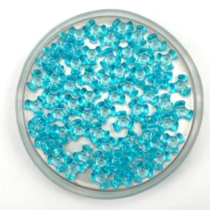Transparent blue plastic three-pronged beads for DIY jewelry making crafts and handmade accessories.