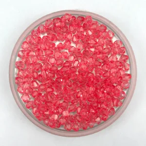 Pink bicone faceted crystal acrylic beads for handmade DIY jewelry crafting and curtains.