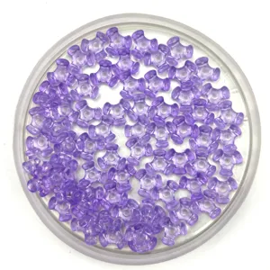 Transparent purple plastic beads, three-pronged bone shape loose beads for DIY jewelry making crafts.