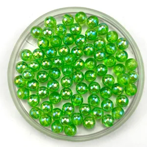 Green transparent AB iridescent acrylic round beads loose beads for DIY handmade jewelry accessories
