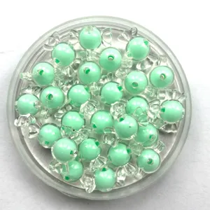 Green candy acrylic beads detail, DIY craft loose beads, cute resin jewelry accessories close up