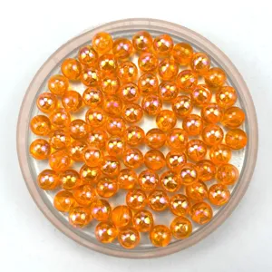Orange AB coated acrylic round loose beads for DIY handmade jewelry making accessories