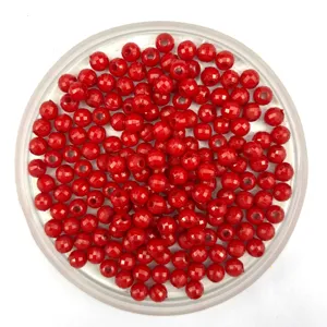 Red faceted acrylic beads 8mm loose round globe beads for DIY jewelry making crafts