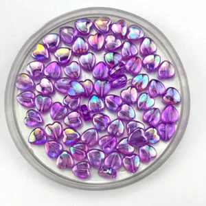 Acrylic heart beads AB color plated loose beads for DIY handmade jewelry making bracelets earrings.