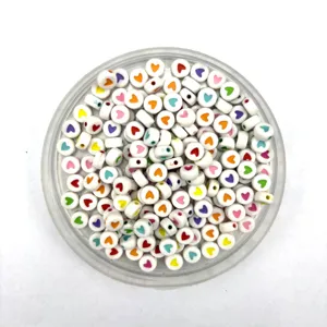 Acrylic colorful heart flat round beads DIY handmade bracelet jewelry accessories mix