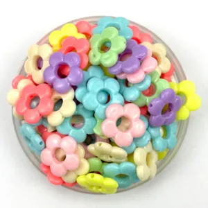 Colorful plastic flower beads detail view for DIY handmade bracelet necklace accessories