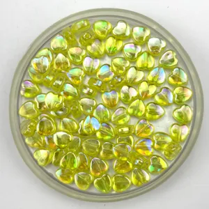 Yellow iridescent heart acrylic loose beads for DIY handmade jewelry bracelets earrings crafts