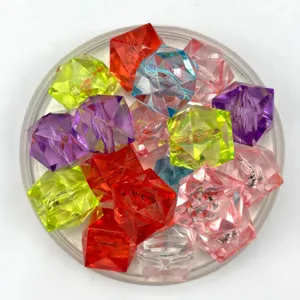 14mm large hole acrylic faceted beads colorful transparent DIY jewelry making craft supplies