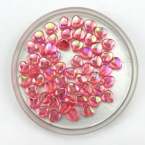 Acrylic heart AB coated beads for DIY handmade jewelry bracelets earrings crafting loose beads