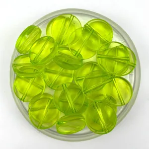 20mm transparente flache runde Acrylperlen neon gruene lose DIY Schmuckherstellung