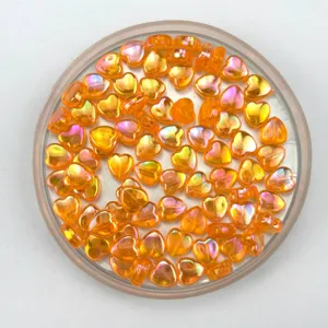 Acrylic heart beads with colorful AB plating, ideal for handmade DIY bracelets and earrings.
