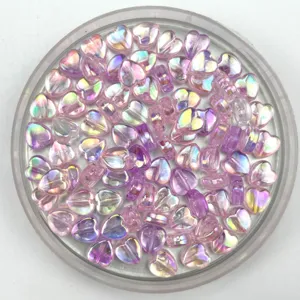 Acrylic heart iridescent loose beads for DIY handmade bracelets earrings jewelry making details
