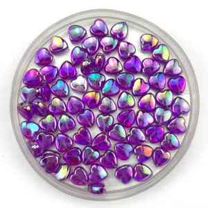 Purple iridescent heart acrylic beads for DIY handmade jewelry bracelets earrings crafting accessories