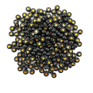 Black gold heart acrylic beads for DIY handmade bracelets and jewelry making accessories.