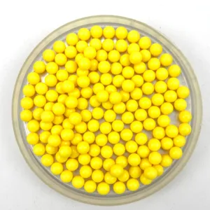 Solid yellow acrylic round beads, non-hole plastic loose marbles for DIY crafts and toys.