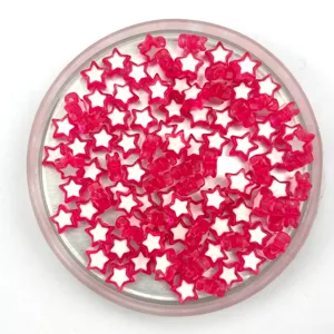 Pink acrylic star beads for DIY handmade jewelry crafting, clear and colorful detail view.