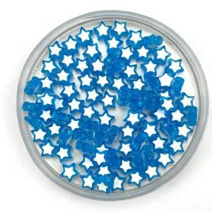 Blue white acrylic star beads detail, transparent diy handmade jewelry accessory component.