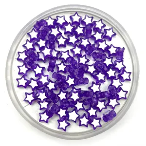 Purple star acrylic loose beads detail shot, transparent DIY handmade jewelry accessories.