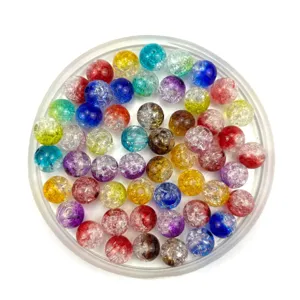 Colorful crackle glass beads for DIY handmade bracelets, necklaces, and jewelry accessories.