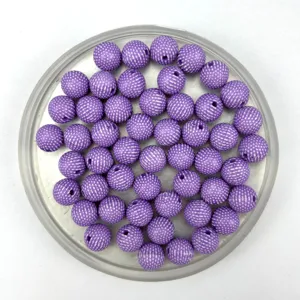 Detailed close-up of 8mm purple acrylic speckled bayberry beads, perfect for DIY jewelry craft.