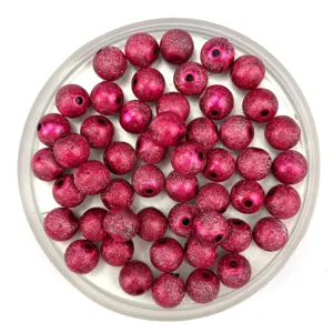 Fuchsia acrylic crinkle textured round beads for DIY craft jewelry making supplies