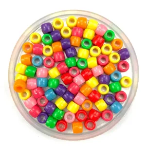 Colorful plastic barrel beads large hole candy color craft beads for hair braiding DIY set