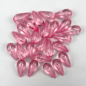 12x24mm pink acrylic teardrop beads for DIY jewelry making, curtains, and handmade accessories.