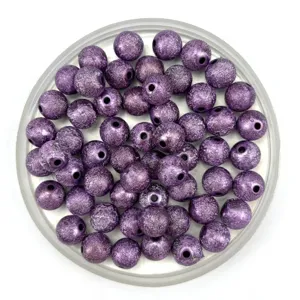 Detailed view of purple frosted acrylic wrinkle beads, perfect for DIY jewelry making accessories.