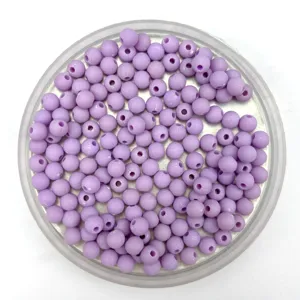 Matte purple acrylic round beads for DIY handmade jewelry bracelets crafting details view