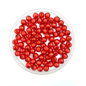 Red transparent faceted acrylic earth beads detail, perfect for DIY handmade jewelry crafts.
