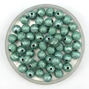 Green frosted wrinkled acrylic round beads for DIY jewelry making and craft accessories.