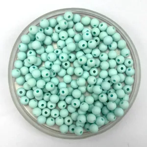 Matte acrylic round beads in spring colors for DIY jewelry making and kids bracelets.