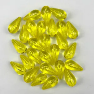 Yellow acrylic teardrop pendant beads, 12x24mm straight hole loose beads for DIY handmade jewelry.