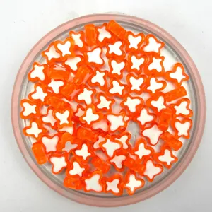 Acrylic two-tone butterfly beads for DIY jewelry making, phone charms, and necklaces details.