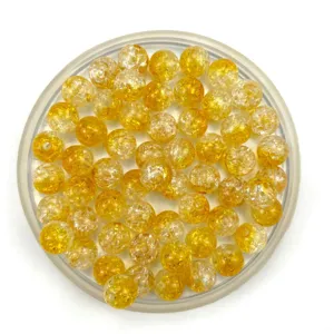 Yellow crackle glass beads detail, DIY handmade bracelet necklace jewelry accessories