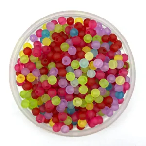Colorful matte plastic beads for DIY handmade jewelry accessories design and crafts.