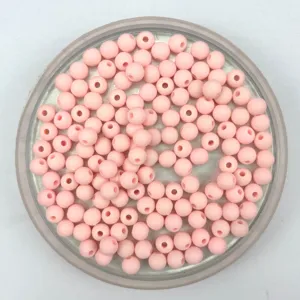 Pink matte acrylic round beads for DIY handmade jewelry crafting bracelets and necklaces