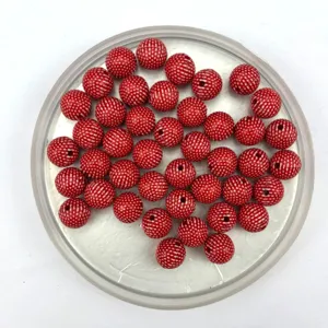 8mm red acrylic speckled beads bayberry ball charms for DIY jewelry making and craft accessories.