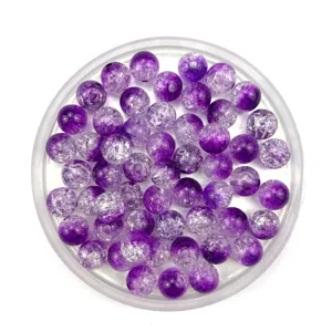 Purple crackle glass beads loose DIY crack flower beads for handmade bracelet accessories