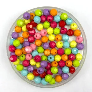 Colorful acrylic faceted beads detail shot, perfect for DIY jewelry making and accessories.
