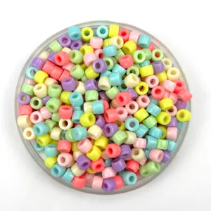Colorful plastic pony beads 4x6mm pastel bucket beads for DIY jewelry making and dreadlocks.