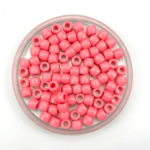 6x8mm pink plastic pony beads for hair braiding and DIY jewelry making crafts supplies.