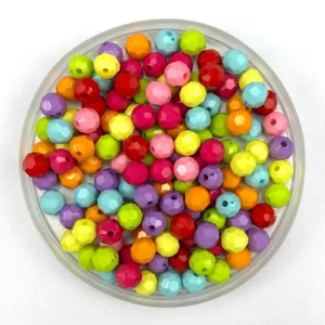 Colorful acrylic faceted beads, macaron multi-color DIY jewelry accessories for necklace and bracelet.