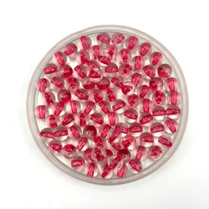 Transparent acrylic beads with red inner core for DIY bracelet and necklace jewelry making.
