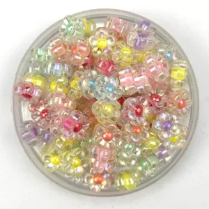 Bunte Acryl Blumen Perlen für DIY Schmuckherstellung, süße Bastarleten, glänzende Zierperlen.