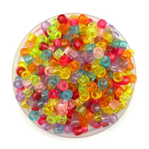 Colorful plastic pony beads 4x6mm acrylic barrel beads for DIY jewelry making and hair braids
