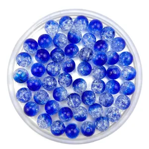 Blue crackle glass beads for DIY jewelry making, beautiful handmade craft gemstone spacer beads.